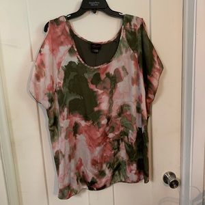 Torrid sz 3 pink and green tie dye cold shoulder